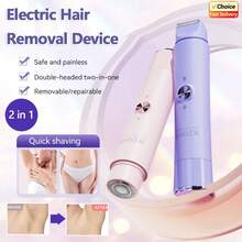 Depiladora Eléctrica de Doble Cabezal para Mujer, Recargable, Indolora, para Zonas Íntimas del Cuerpo, Bikini, Recorte Suave - Blanco - Ver 2