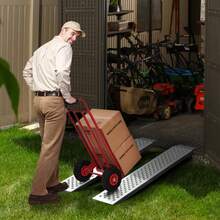 Portable Loading Ramps, 2 Pcs 47.2 X 8.5 In, Durable Aluminum Shed Ramp Set With Anti-Slip Holes, Compact Design And Easy Storage, 880 Lbs Weight Capacity, For ATV, Tractors, Lawn Mowers, Carts - 47.2 X 8.5 In - View 1
