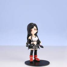 VII (FF/7) Tifa Lockhart Q版卡通公仔，原版遊戲服裝，PVC材質收藏娃娃，附圓形黑色底座，適合汽車儀表板裝飾、展示收藏及粉絲生日禮物 - 彩色 - 查看 9