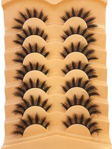 HBZGTLAD 7 Pairs Assorted Natural Style False Eyelashes, Fluffy Thickened Cat Eye Wispy Lashes With Black Band, Dense Extension-Look D Curl Cat Eye Lashes, Natural Appearance Faux Mink 3D Fluffy Russian Strip Lashes, Reusable For Daily Wear And Practice - View 6