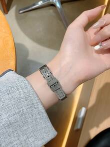 1件女款橢圓形羅馬數字休閒優雅石英手錶，適合日常佩戴 - 灰色 - 查看 6