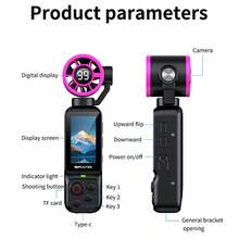 4K HD Night Vision Action Camera With Fan, 180° Rotating Lens - Hands-Free Wearable Body Camera, Suitable For Cycling, Hiking And Sports Recording, Rechargeable, Video Vlog Camera, Handheld Stabilizer Pocket Action Camera 180 Degree Rotation, Full Body Camera, Perfect For Video And Recording, Ideal For Life Documentation And Travel, 2000mAh. - Multicolor - View 2