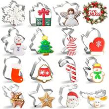 Cortadores de galletas de Navidad, juego de 15 cortadores de galletas de invierno, de acero inoxidable, para hornear con copos de nieve, guante de invierno, mueco de nieve, estrella para fiestas de - Cortadores de galletas de Navidad - Ver 1