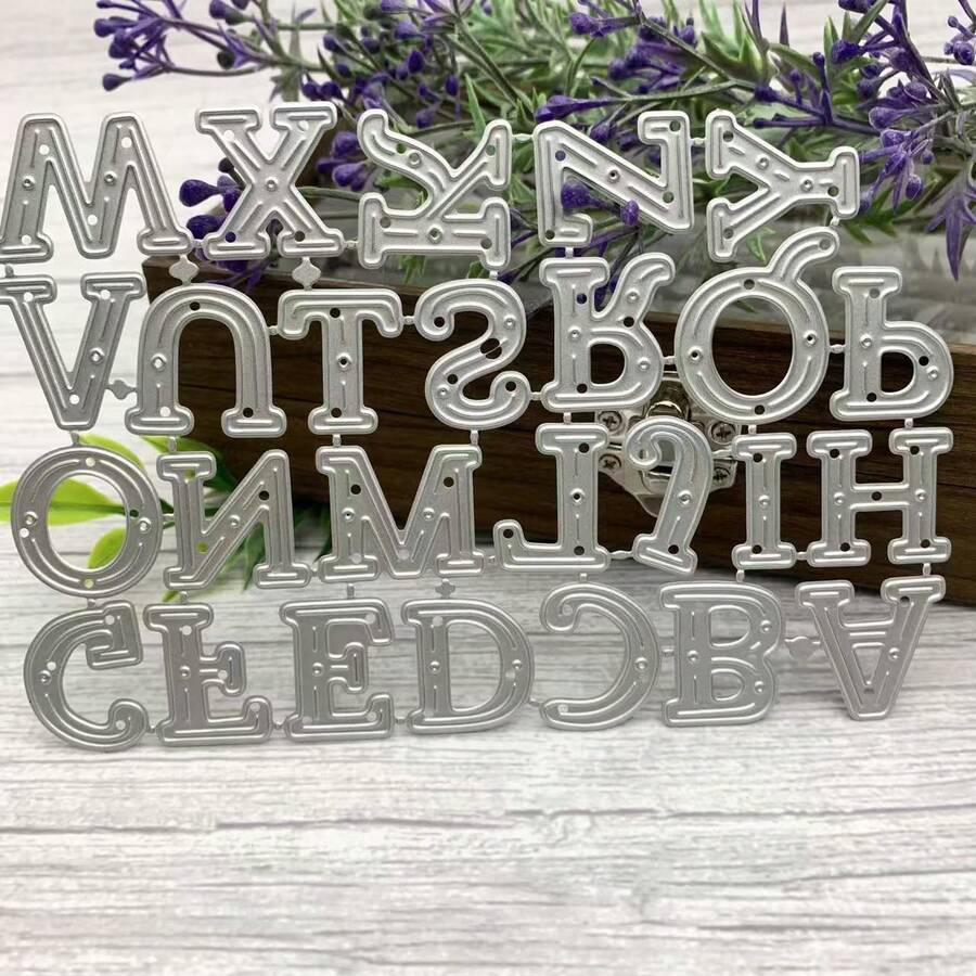 Metal Cutting Dies, 26 Letters And 10 Numbers Die Cuts, For Card Making DIY Scrapbook Photo Album Embossed Paper Card Decoration Templates - Silver-white - View 1