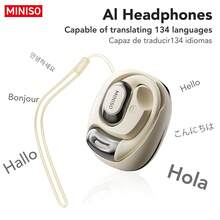 Miniso Auriculares de traducción con IA MS156, reproducción ultralarga, sonido inmersivo de alta calidad, conexión de larga distancia, micrófono integrado, adecuados para aprendizaje, negocios y deportes. - Beis - Ver 4