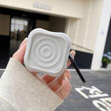 韓式純色極簡圓形波紋掛鉤耳機保護套，適用於 Buds4/Buds4Pro，時尚女款極簡耳機保護殼，表面附保護膜，使用前請撕除 - 彩色 - 查看 7