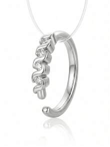4pcs/1pc Silver Plated Full CZ Nose Ring - 20G Exquisite Densely Set Nose Ring, Suitable For Women And Men, Hypoallergenic Spiral Nose Hoop, Shiny Minimalist Piercing Jewelry Titanium Steel Neck Piercing Nose Ring Septum Jewelry - Silver - View 2