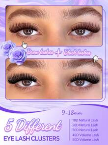 630/660簇D捲度濃密棕色睫毛,10D-100D蓬鬆自然妝感,柔軟輕盈DIY假睫毛接睫毛,適合日常眼妝、節日、派對、禮物妝容,彩色棕色睫毛 - 彩色 - 查看 8