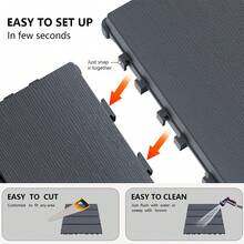 44 Pieces Of Interlocking Plastic Outdoor Flooring, Backyard Flooring.Outdoor Patio.Outdoor Walkway.Outdoor Floor Tiles.Waterproof Flooring.Outdoor Deck Tiles.Easy To Install, Sturdy PP Material, Suitable For Swimming Pools, Gardens. - Grey - View 3