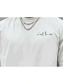 This Is Life, C'est La Vie, Men's Fashion T-Shirt With Double-Sided Print, Suitable For Casual Daily Wear At Home Or For Outdoor Fitness Activities, A Stylish Top - 白色 - 查看 3