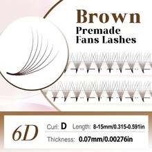 CoMango 300 Fans D Curl Cokelat 6D/10D Basis Lancip Siap Pakai Volume Fans Ekstensi Bulu Mata 0.07mm Batang Lancip Tajam Individual Untuk Riasan - D - View 25
