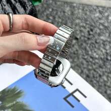 Star Pattern Stainless Steel Watch Band, Compatible With Apple Watch Series 1/2/3/4/5/6/7/8/9/10/11 SE/Ultra, Women's Elastic Metal Bracelet Strap - Blue - View 6