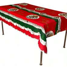 Mantel Fiestas Patrias 16 Septiembre 3x1.5m | Decoración Mexicana Comedor - Rojo - Ver 2