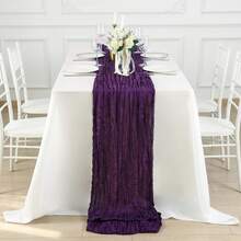 1pc Deep Purple Cream Cheesecloth Table Runner 35x120 Inches (Approx. 90x300.4 Cm), Easter Spring Farmhouse Rustic 10 Feet (Approx. 3.0 M) Gauze Cheesecloth Table Runner Suitable For Wedding Banquet Bridal Shower Birthday Party Home Decor - Purple - View 10