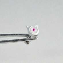 Pink Pupil Cat Stainless Steel Tongue Piercing, Niche Cute Cat Eye Hot Girl Tongue Stud, External Thread, Suitable For Drinking - White - View 17