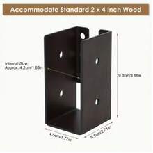 4pcs Invisible Beam Brackets, Hidden Flange, Universal Fit For 2x4 Inch Beams, Durable For Outdoor Use, Suitable For Wooden Swings, Handrails, Fence Construction - Black - View 4
