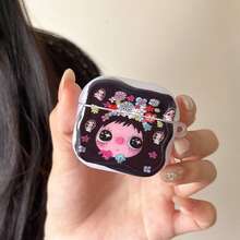 日韓卡通黑小玉全圖案掛環耳機保護套，適用於 Apple AirPodsPro3/AirPodsPro2/AirPodsPro/AirPods4/AirPods3/AirPods2，時尚女款極簡 Apple 耳機保護殼 - 彩色 - 查看 17