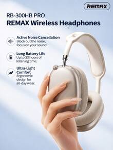 REMAX ANC Active Noise Cancelling RB-300HB PRO Upgraded Over-Ear Headphones/RB-300HB Standard Over-Ear Headphones, Long Battery Life, Low Power Bluetooth Technology, Fast Charging Function - View 1