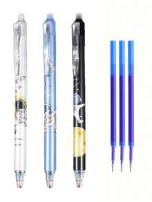 6入太空人造型可擦拭凝膠筆組，0.5mm細筆尖，藍色墨水，內建橡皮擦，適合書寫，開學季理想選擇 - 彩色 - 查看 9