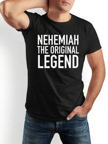 NEHEMIAH LA LENDA Camiseta Divertida - Un regalo divertido para hombres, papás, amigos y familiares - Camiseta casual de manga corta con cuello redondo en blanco y negro -% algo - Blanco - Ver 6