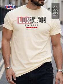 Original HPC POLO T-Shirt With Round Neck And Short Sleeves – Themed Graphic Design "HPC: London England Heritage" – 100% Cotton - 米色 - 查看 1