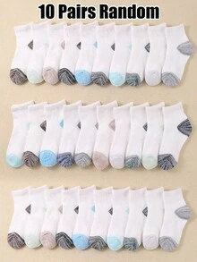 10 đôi tất cổ cao ngẫu nhiên, tất mềm thoáng khí, tất thoải mái cho thanh thiếu niên, thanh niên, mặc vào mùa xuân, mùa hè, phù hợp cho cuộc sống hàng ngày - Nhiều màu - Xem 1