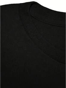 Camiseta de manga corta con estampado de oso de dibujos animados para hombre de talla grande - Negro - Ver 6