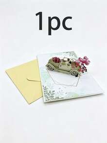 1pc 3D Wedding Greeting Card With Car & Pattern Design, Including Card And Envelope, Minimalist Wedding Card, Gift For Family & Friends, Blessing Card, 3D Folding Card, Thank You Card, Multifunctional Creative Wedding Card - View 10