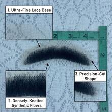 Black Vintage Thick Fake Beard, Self-Adhesive Realistic Facial Hair, Suitable For Gentleman Role Play Disguise, Halloween - Black - View 3