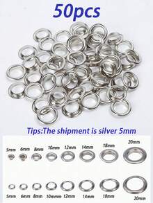 50pcs Metal Ring Eyelet Buttons, 4-6mm Metal Ring Buckles With Washers, Metal Buttons, Durable Rivet Fasteners, Suitable For Bags, Shoes, Tents, Belts And Curtains, Decorative And Functional Button Accessories - Multicolor - View 15