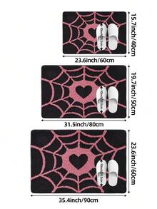 1pc Pink Fluffy Flocked Bathroom Mat, Flower Shaped Comfortable Foot Feel, TPR Non-Slip Bottom, Suitable For Hallway, Bedroom, Living Room, Bedside, Machine Washable, Easy To Clean, Home Decor Rug - Multicolor - View 3
