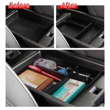 Caja de almacenamiento para reposabrazos Central de coche, organizador de bandeja para consola Central, accesorios interiores, para  IONIQ 5 - CAJA IONIQ5 NEGRA - Ver 2