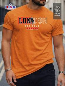 Original HPC POLO T-Shirt With Round Neck And Short Sleeves – Themed Graphic Design "HPC: London England Heritage" – 100% Cotton - 橘色 - 查看 1