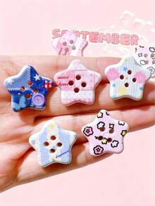10/20/100pcs DIY Handmade Patch Flat Bottom Children's Hair Accessory Clips Cross-Border Shoe Flower Base Material Five-Pointed Star Buttons - Five-pointed Star Button - View 2
