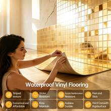 3M/118.1 Inch Self-Adhesive Mosaic Wallpaper Roll, Waterproof Peel And Stick Contact Paper, Glossy PVC Wall Covering, Suitable For Kitchen Backsplash, Bathroom, Cabinets, Countertops And Home Decor - Multicolor - View 6