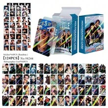 124張 K-POP LNG/SHOT 雷射全息卡，OHYUL、RYUL、WOODIN、LOUIS 粉絲支持相片卡、貼紙、Lomo卡和閃卡，適合粉絲交換和裝飾收藏相簿，124張套組 (60張卡 + 64張貼紙) - 彩色 - 查看 13