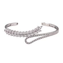 1 Set Pulsera y Anillo Abierto con Diseño de Hoja Incrustado en Cobre con Circonita Cúbica y Pedrería Completa - Colocar - Ver 7