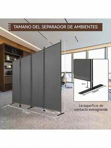 Biombo Separador Portátil Fácil Montaje 4 Paneles Moderno - beige - Ver 2