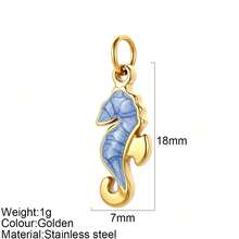 1pc Gold Seahorse Pendant Colorful Seahorse Shaped Charm Accessory Suitable For Necklace Bracelet Earrings Decoration Versatile Fashion - Multicolor - View 17