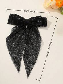 1pc Girls Glitter Bow Hair Clip, Suitable For Party, Wedding, Performance - Multicolor - View 7