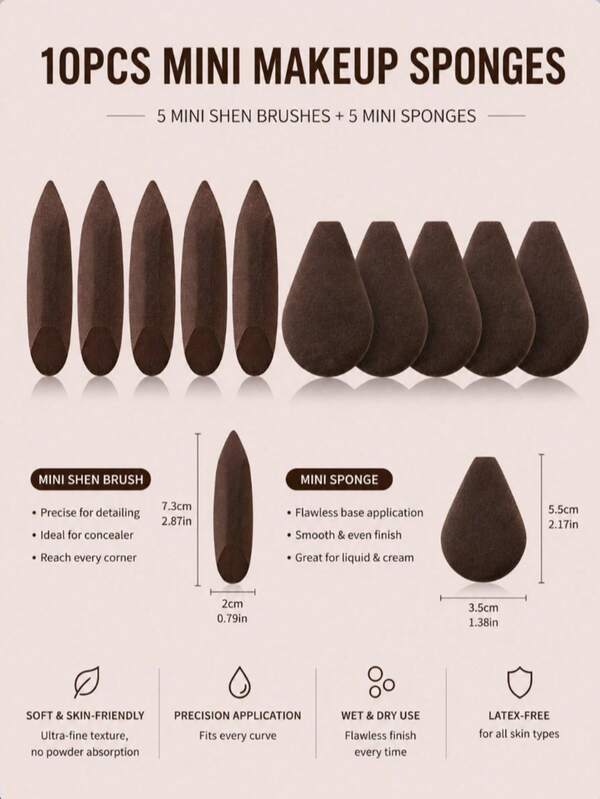10/2/1pc Irregular Makeup Sponge Detail Magic Pen Wet & Dry Use Non-Absorbent Foundation Makeup Concealer Highlighter Powder Puff, MINI Magic Pen Makeup Sponge Detail Makeup Sponge Contouring Concealer Highlighter Illuminating All-Purpose Helper Replaceable Thumb Powder Puff, Cutting Stamp 3-In-1 Makeup Sponge