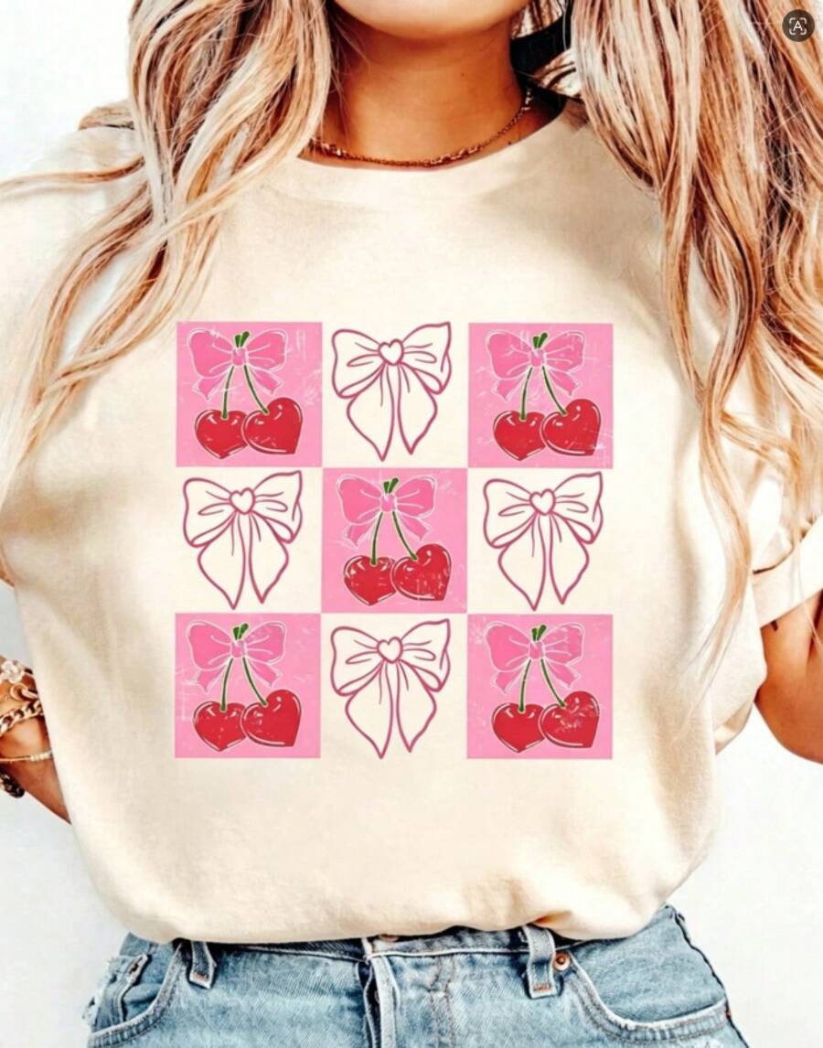 Camiseta de manga corta con cuello redondo y estampados llamativos para mujer, adecuada para todas las ocasiones, esencial para la mujer urbana moderna. - Beis - Ver 1