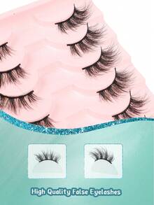 10 Pairs Fluffy 3D Half Eye False Eyelashes, Create Elongated Eye Tail Look, Realistic Mink Fur Messy Style False Eyelashes - 黑色 - 查看 4