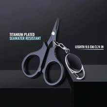 1 Set Titanium Coated Stainless Steel Fishing Scissors Pliers, Can Cut PE Braided Line, Carp Outdoor Fishing Accessories Tool - Multicolor - View 2
