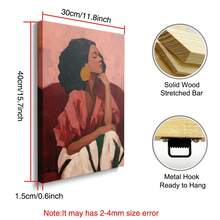 1 pièce Affiche sur canevas encadrée/non encadrée contemporaine bohème afrocentrique mode rouge sombre abstrait fille africaine féminine impression d'art mural pour couloir, entrée, décoration esthétique, peinture sur rouleau pour dortoir, salon, chambre, décoration de maison moderne - B - Voir 15