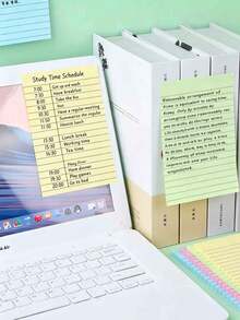 2pcs/1pc Lined Sticky Notes, 4 Colors Mixed 100 Sheets/Book, Portable Student Note Marking Sticky Note Pad, Self-Adhesive Easy To Use, Suitable For Office, Home, School, Office Assistant, Study Supplies, Back To School Essential, Dormitory Essential - 10*15.2cm - View 2