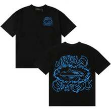 Französischer Rapper Tiakola Gazo Tour Mode-Grafik-T-Shirt für Männer und Frauen, Kurzarm, Gothic, Casual, Oversized Baumwoll-T-Shirt - Schwarz - Übersicht 2