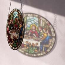 1Pc Jesus Christ Acrylic Stained Glass Window Hanging Ornament Glass Suncatcher Gift Christian Gift Religious Decor For Christian,Suitable For Those Who Hope For Peace, And A Spiritual Totem For Those Who Suffer - Multicolor - View 7