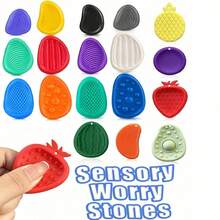 1 Pack Of 1/6/12-Piece Finger Sensory Stones: Soft Texture Hand Massage Tools For Teenagers - Hand Training Props, Random Styles And Colors - Multicolor - View 1