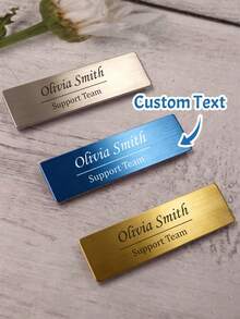 Customized Name Badge Pin, Employee ID Tag With Pin, Personalized Name Plate, Personalized Elegant Name Plate, Minimalist Design, Novel Slogan Theme Business ID - Square Badge, Suitable For Managers And Professionals, Father's Day Gift, Mother's Day Gift, Teacher's Day Gift, Corporate Gift, School Supplies, Back To School Season, School Gift, Office Supplies, School Supplies, Classroom Supplies, Teacher Gift, Colleague Gift - Multicolor - View 2